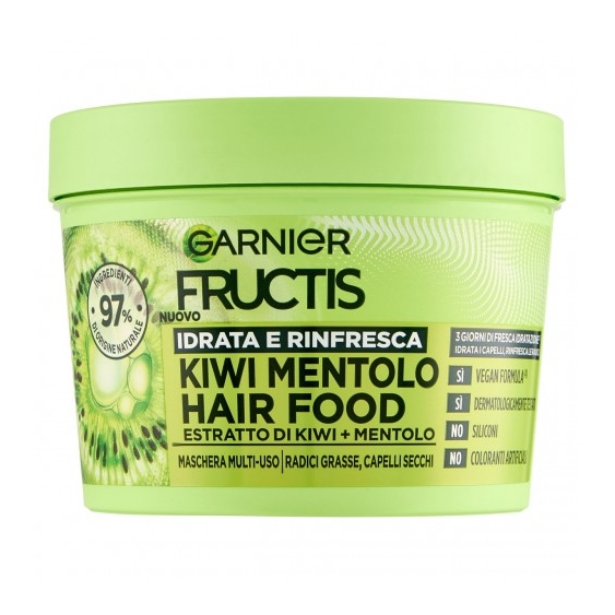 Garnier Fructis Kiwi Mentolo Hair Food - Maschera che Idrata e Rinfresca 390 ml