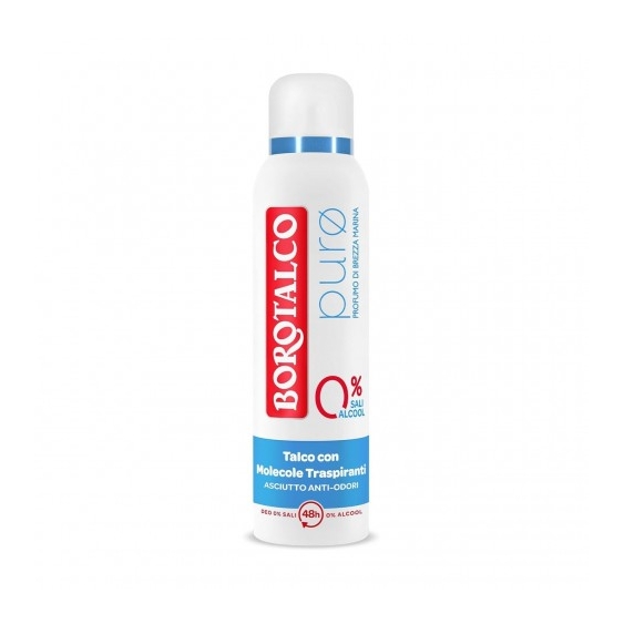 Borotalco Puro Profumo Di Brezza Marina - Deodorante Spray con Talco e Meolecole Traspiranti Asciutto Anti-Odori 150 ml