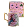Ortigia Tazza Jungle Rosa - Tazza in ceramica pregiata decorata a mano