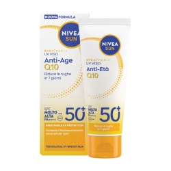 Nivea Crema Solare Viso 50+ SPF Breathable Uv Viso Anti-Età Q10 Protezione Molto Alta 40 ml