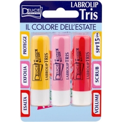 Delice Solaire Beach Party - Set Labbra Tris Protettivo SPF15 UVA Scrub Esfoliante & Volumizzante 3 x 5,5 ml