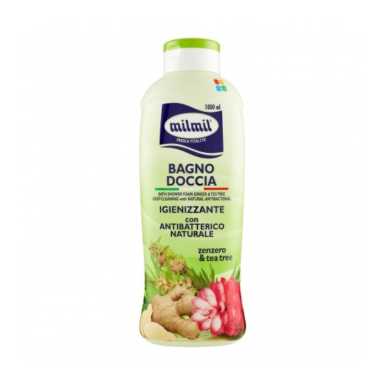 Mil Mil Zenzero & Tea Tree - Bagno Doccia Igienizzante con Antibatterico 1000 ml