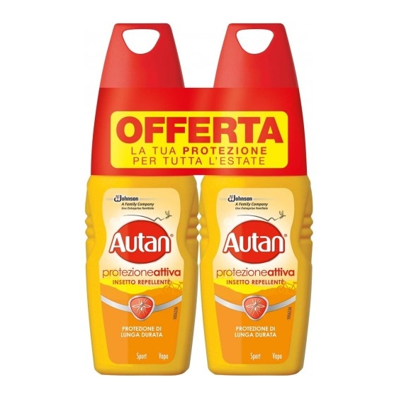 Autan Active Vapo Bipacco - Spray Insetto Repellente e Antizanzare Lunga Durata 2 x 100 ml