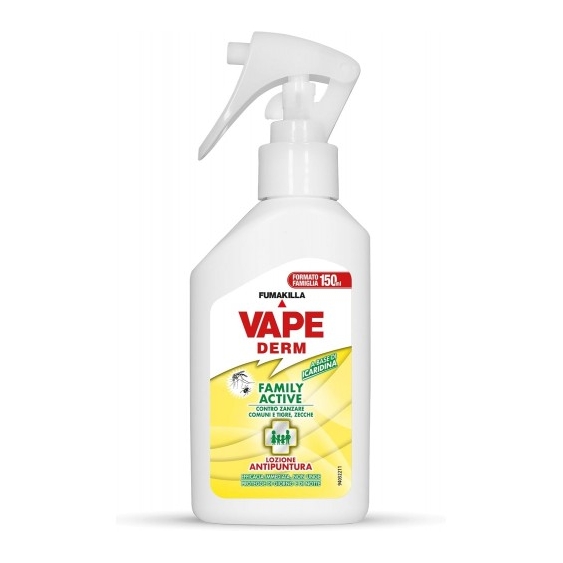 Vape Derm Family Active - Lozione Antipuntura per Zanzare e Zecche 150 ml