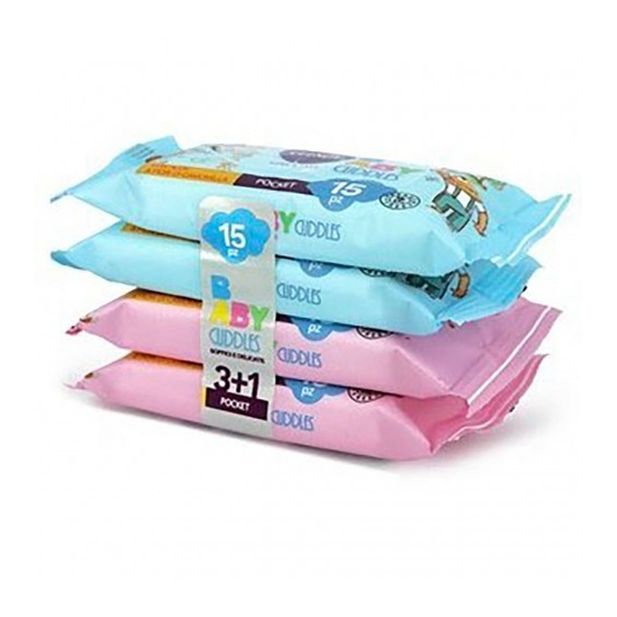 Clendy Baby Cuddles Salviette Imbevute 4 Confezioni Da 15 Salviettine