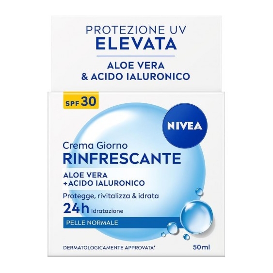 Nivea Crema Giorno Rinfrescante Idratante SPF 30 con Aloe Vera e Acido Ialuronico per Pelle Normale 50 ml