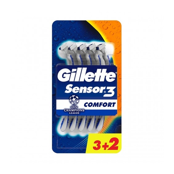 Gillette Sensor3+ Comfort - Rasoio per Uomo a 3 Lame, 1 Manico + 5 Lamette