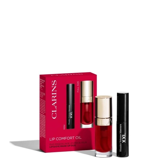 Clarins Lip & Eye Make-Up Duo - Lip Comfort Oil N. 03 Cherry + Mini Mascara Wonder Volume Xxl Black