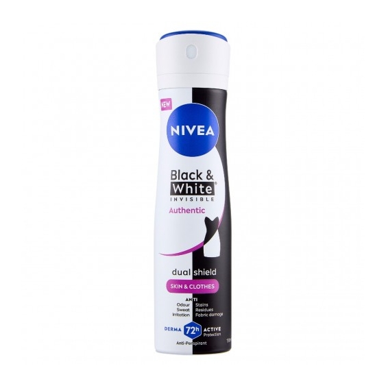Nivea Black & White Invisible Authentic 72H - Deodorante Antitraspirante Spray 150 Ml
