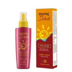 L'Amande Soleil Olio Solare Corpo e Capelli SPF 15 Protezione Media 125ML