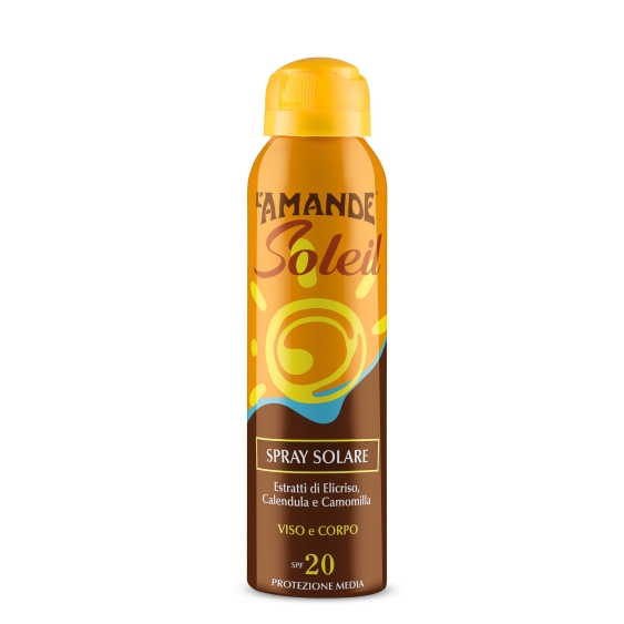 L'Amande Soleil Spray Solare Viso e Corpo SPF 20 Protezione Media 150ML