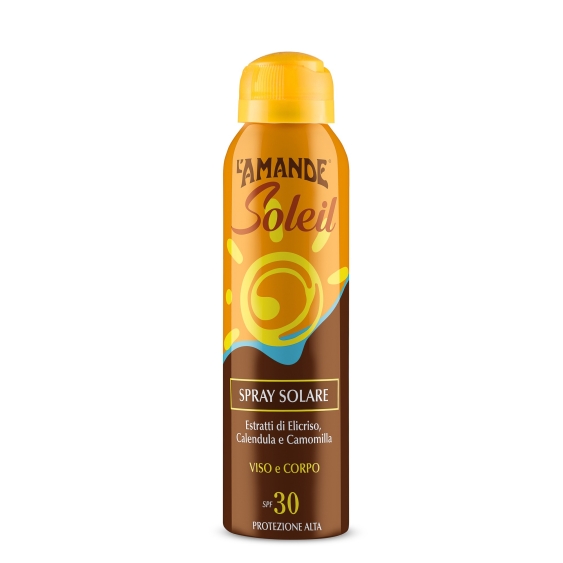 L'Amande Soleil Spray Solare Viso e Corpo SPF 30 Protezione Alta 150ML