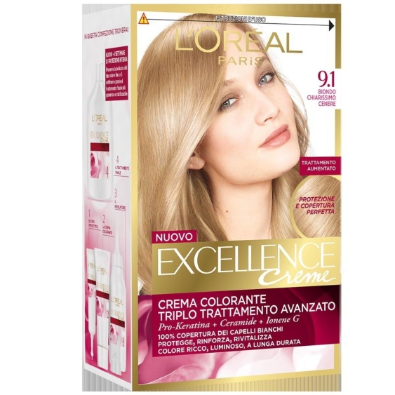 L'Oreal Paris Excellence Crema Colorante - 9.1 Biondo Chiarissimo Cenere