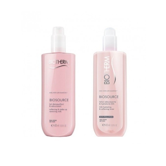 Biotherm Biosource Kit Pelle Secca Lait Demaquillant + Lotion Adoucissante 2X400ML