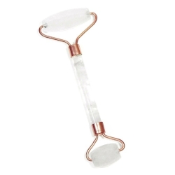 Zoe Ayla Clear Quartz Facial Roller - White