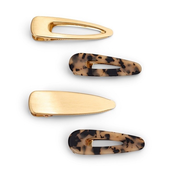 Zoe Ayla Light Leopard and Gold Hair Clips 4PZ