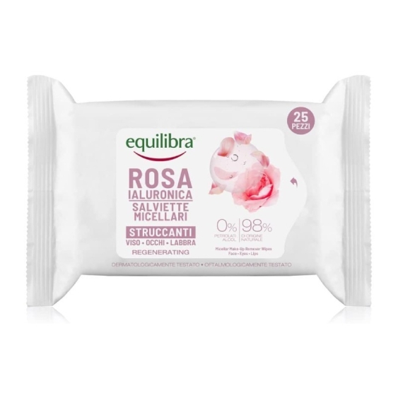 Equilibra Rosa Ialuronica Salviette Micellari Struccanti 25 pz
