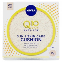 Nivea Q10 Plus Anti-Age 3 in 1 Skin Care Cushion Crema Colorata Anti Rughe 15 g 02 Dark