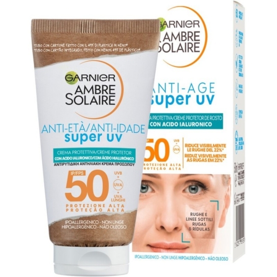Garnier Ambre Solaire Super UV SPF 50 Protezione Solare Viso Anti-Age 50 ml