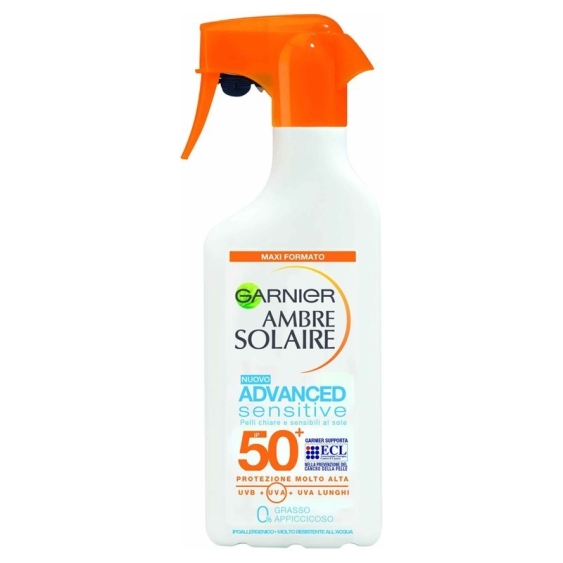 Garnier Ambre Solaire Advanced Sensitive Spray Gachette Protettivo SPF 50+ 300 ml
