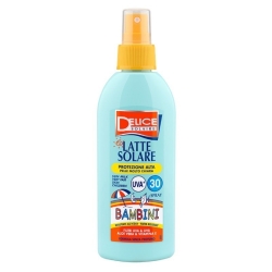 Delice Latte Solare Bambini Spray Resistente All'acqua Con Aloe Vera E Vitamina E  SPF 30 150 ml