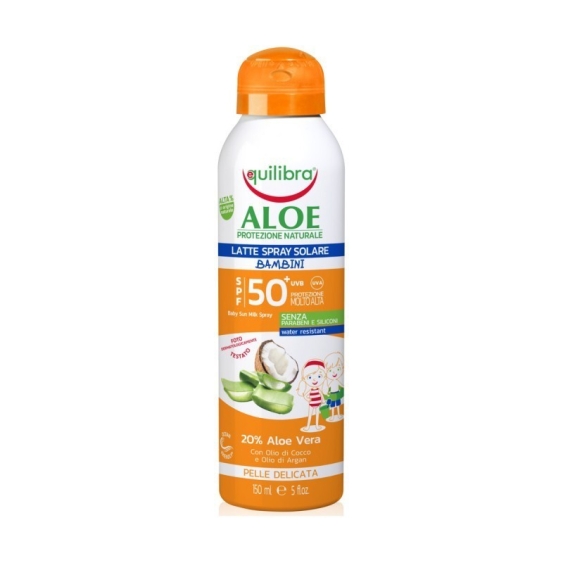 Equilibra Aloe Latte Spray Solare Bambini Resistente All'Acqua SPF 50+ 150 ml