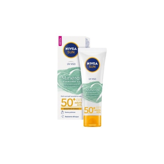 Nivea Sun Uv Viso Mineral Crema Solare Con Antiossidanti E Aloe Vera SPF 50+ 50 ml