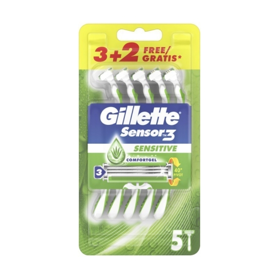 Gillette Sensor3 Sensitive Rasoio Uomo Usa e Getta 5 pz