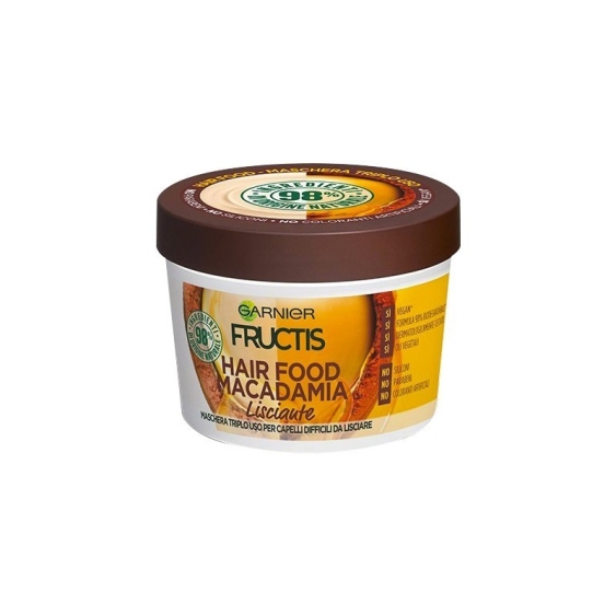 Garnier Fructis Hair Food Macadamia - Maschera 3 in 1 Per Capelli Difficili Da Lisciare 390 ml