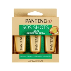 Pantene Sos Shots Lisci Effetto Seta - Trattamento Per Capelli Lisci 3 Ampolle Da 15 Ml