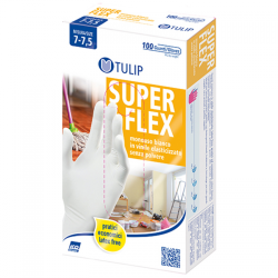 Tulip Super Flex Guanti Monouso In Vinile Elasticizzato Misura M 7-7,5 100 pz