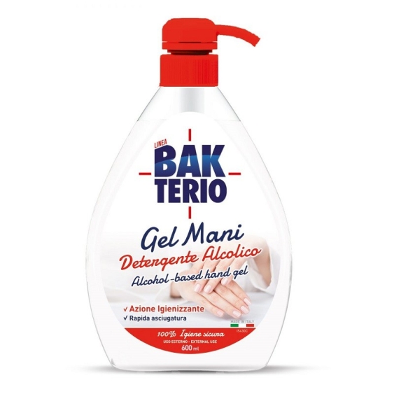 Bakterio Gel Mani Detergente Alcolico 600 ml