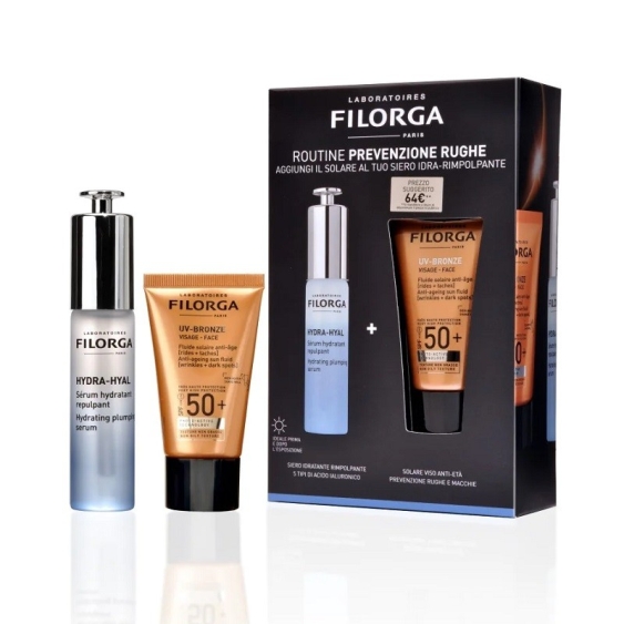 Filorga Cofanetto Prevenzione Rughe Siero Hydra-Hyal + Solare Viso Uv-Bronze 50+
