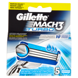 Gillette Mach3 Turbo Lame di Ricambio 5 PZ