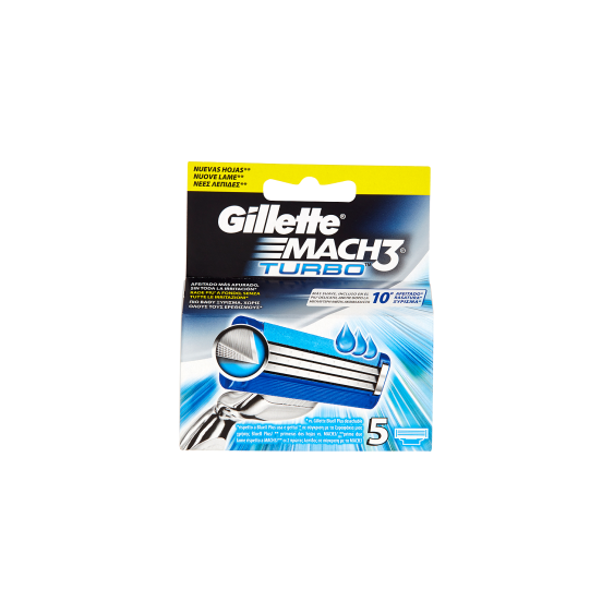 Gillette Mach3 Turbo Lame di Ricambio 5 PZ