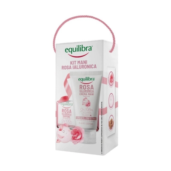 Equilibra Kit Mani Rosa Ialuronica Sapone Vegetale + Crema Mani Levigante