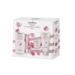 Equilibra Kit Viso Rosa Ialuronica Special Contorno Occhi Liftante + Crema Viso Idratante + Sapone Vegetale