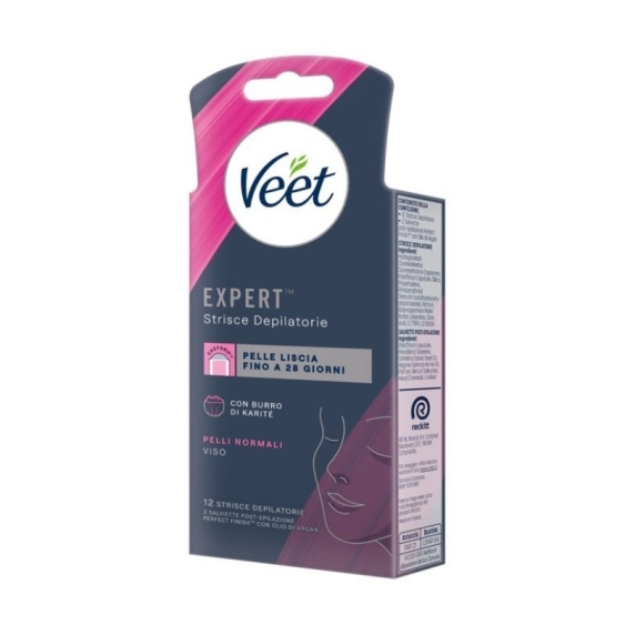 Veet Expert Strisce Depilatorie Viso per Pelli Normali - Confezione da 12 pz