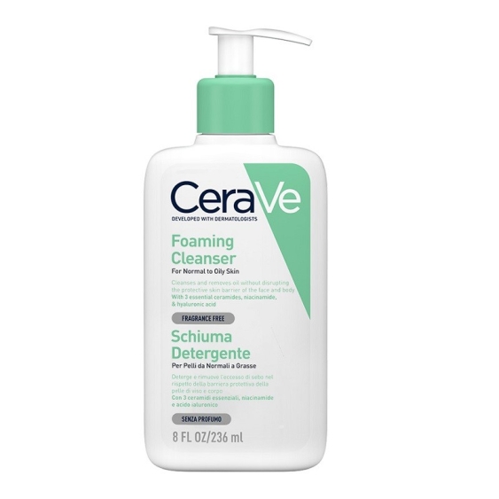 CeraVe Schiuma Detergente Viso E Corpo Per Pelli Da Normali A Grasse 236 ml