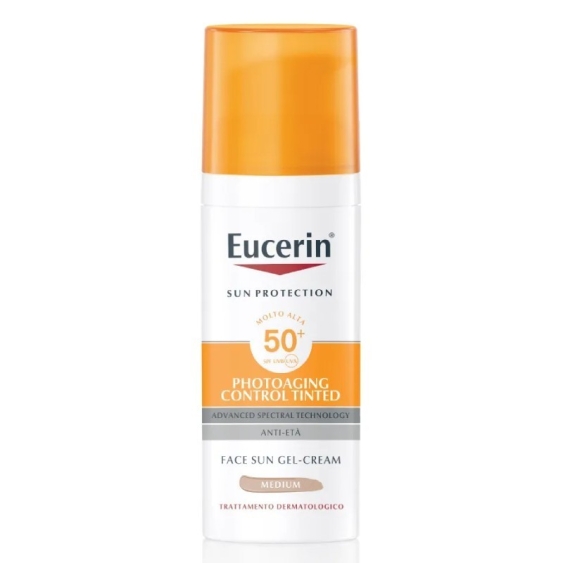 Eucerin Photoaging Control Tinted Sun Gel-Cream SPF50+ Medium - Crema Solare Viso Colorata Anti-Age 50 ml