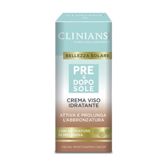 Clinians Pre E Doposole Crema Viso Idratante Con Attivatore Di Melanina 50 ml
