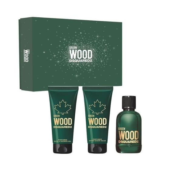 Dsquared2 Green Wood Eau De Toilette 100 ml + Shower Gel + After Shave Balm Cofanetto