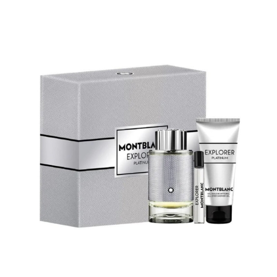Montblanc Explorer Platinum Eau De Parfum 100 ml + 7,5 ml + Shower Gel 100 ml Cofanetto