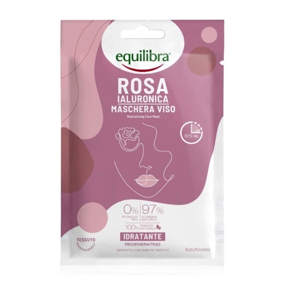 Equilibra Rosa Ialuronica Maschera Viso Idratante In Tessuto