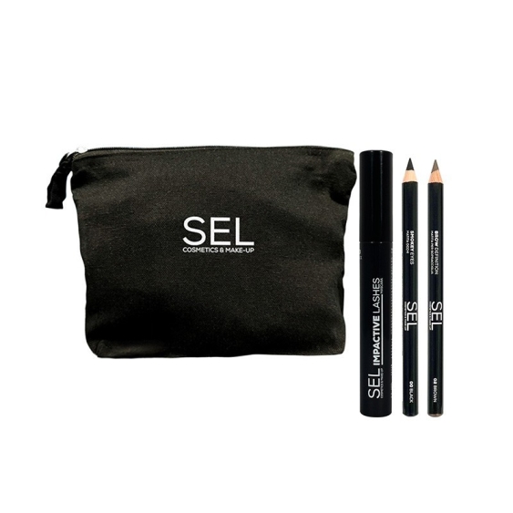SEL Set Make-Up Occhi Completo 02 - Mascara + Matita Occhi + Matita Sopracciglia + Pochette