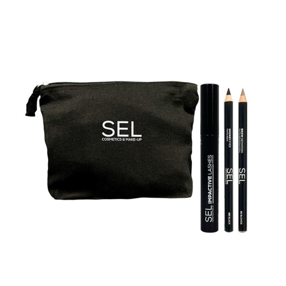 SEL Set Make-Up Occhi Completo 01 - Mascara + Matita Occhi + Matita Sopracciglia + Pochette