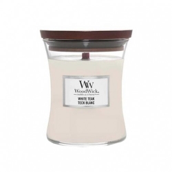Woodwick White Teak Candela Profumata Medium 275 G