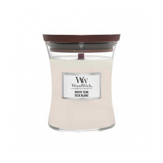 Woodwick White Teak Candela Profumata Medium 275 G