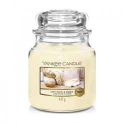 Yankee Candle Soft Wool & Amber Candela Jar Profumata Media