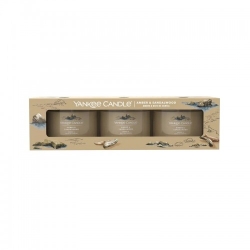 Yankee Candle Amber & Sandalwood Set Da 3 Candele Votive In Vetro